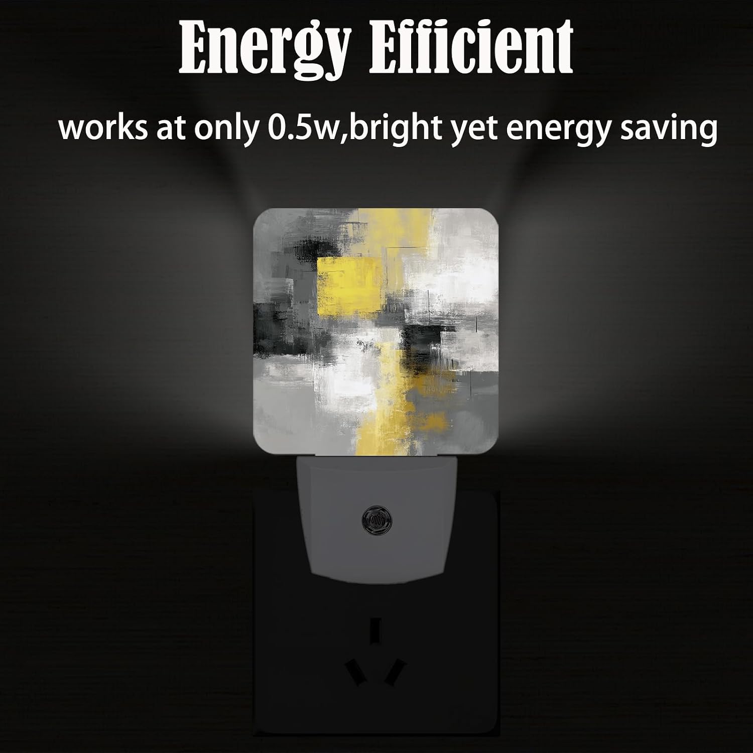 Abstract Oil Painting Night Light, Grey and Yellow Plug Into Wall with Dusk to Dawn Light Sensors, Warm Nightlights for…