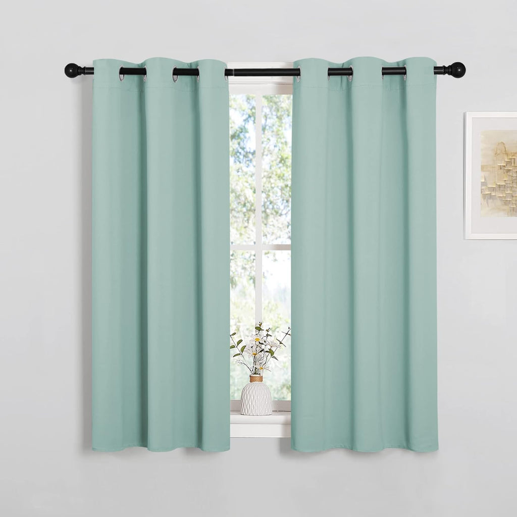 NICETOWN Aqua Blue Thermal Insulated Curtains Blackout Draperies, Window Treatment Solid Grommet Room Darkening Drape Panels for Bedroom…