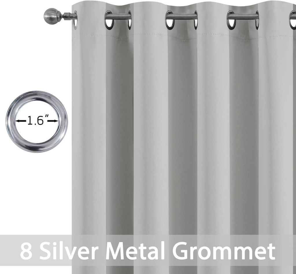 Yakamok Blackout Curtains Room Darkening Thermal Insulated with Grommet Window Drapes for Bedroom, 52 x 45 inch, Light Grey, 2 Panels