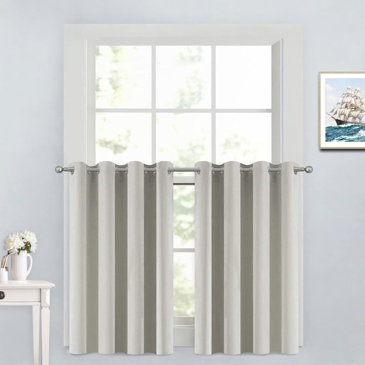 Yakamok 36 Inch Room Darkening Curtains, Blackout Window Panels Thermal Insulated Grommet Top Light Blocking Drapes for Bathroom…