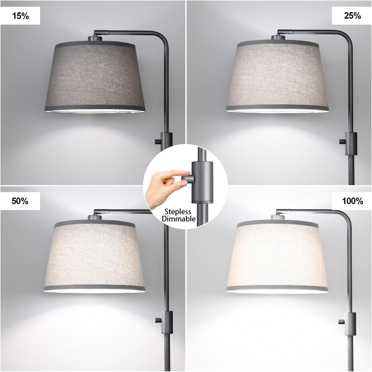 Upgraded】 Dimmable Floor Lamp, 1000 Lumens LED Edison Bulb Included, Arc Floor Lamps for Living Room Modern Standing Lamp with Linen…