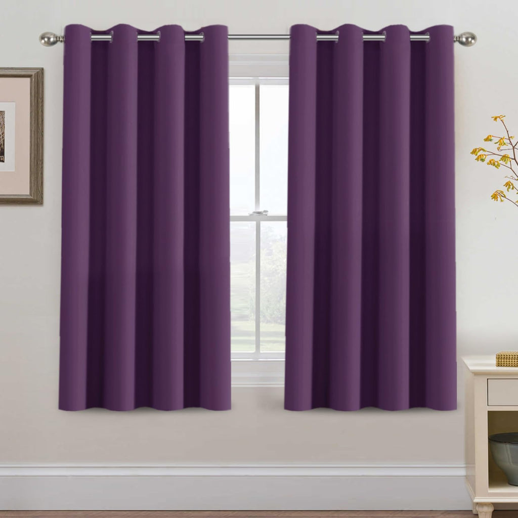 H.VERSAILTEX Blackout Curtains 63 Inch Length Purple Drapes Curtains Elegant for Living Room, Thermal Insulated Small Curtain f…
