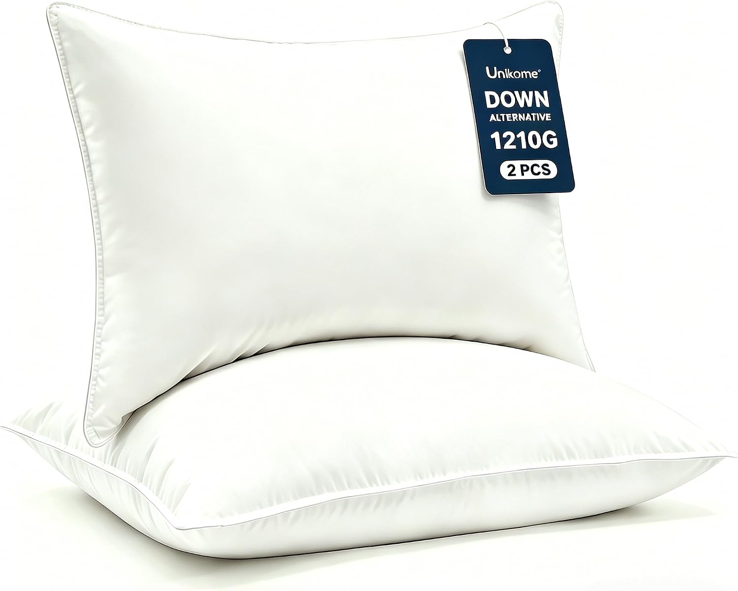 UNIKOME Ultra Soft Pillows Standard Size Set of 2 - Hotel Collection Luxury 100% Cotton Cover Down Alternative Bed Pillow, Fluffy Pillows…
