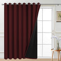 Yakamok 100% Blackout Extra Wide Thermal Insulated Curtains, Total Shade Patio Door Curtain, Full Light Shading Sliding Door Drape Room…