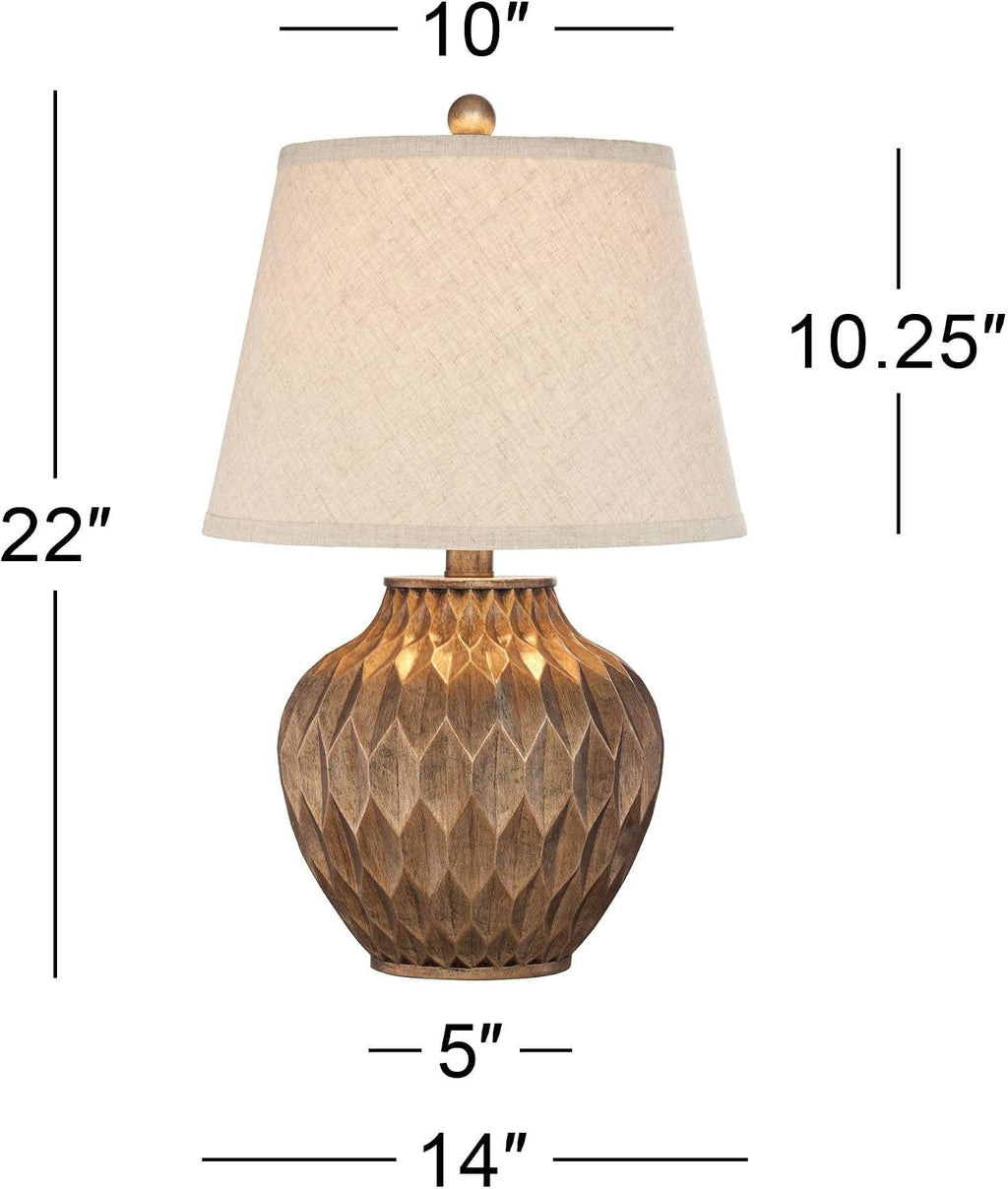 360 Lighting Buckhead Traditional Style Small Accent Table Lamps 22" High Set of 2 Warm Bronze Geometric Urn Tapered Drum Shade for…