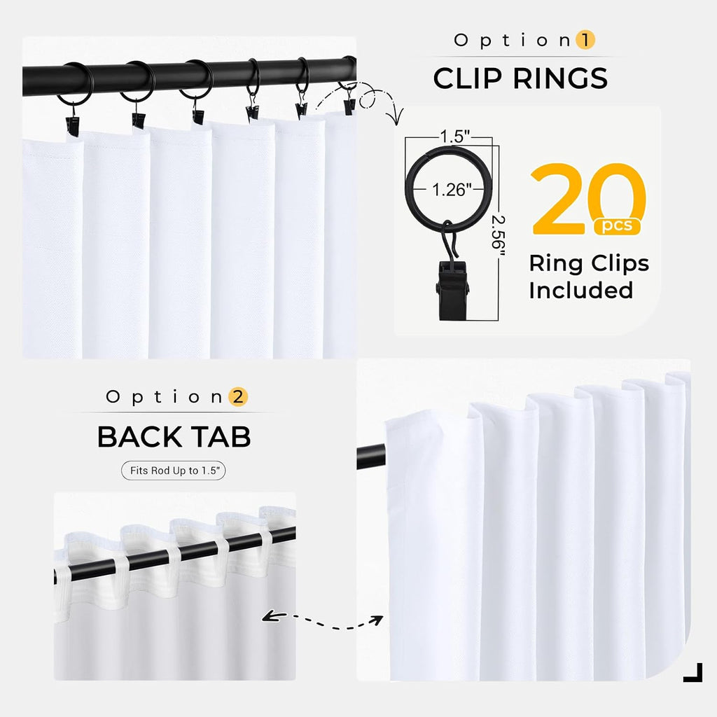 INOVADAY 100% Blackout Curtains for Bedroom, Black Out Curtains 72 Inch Long, Clip Rings Linen Blackout Drapes, Thermal Insulated Room…