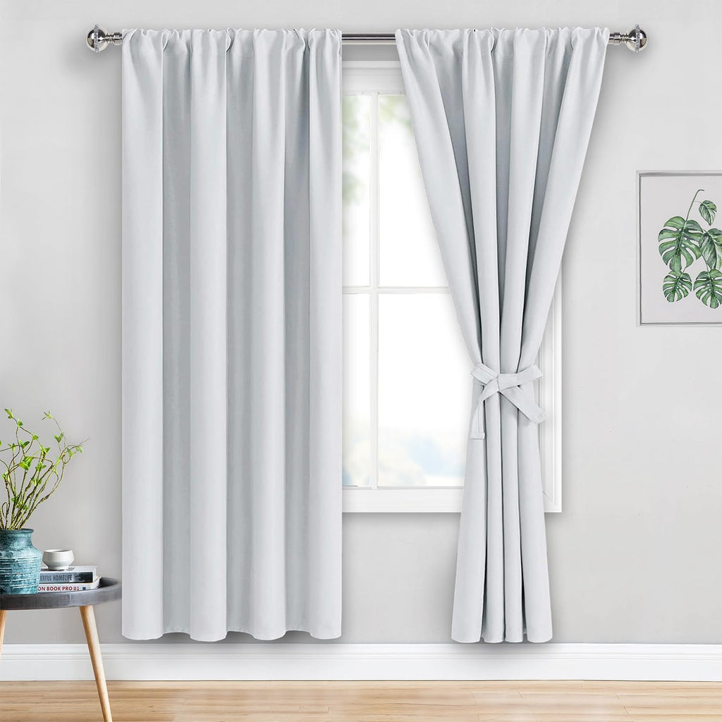 Jiuzhen Curtains for Bedroom - Room Darkening Thermal Curtains, Blackout Drapes Set of 2 Panels with Tiebacks, Light Blocking Curtains for…