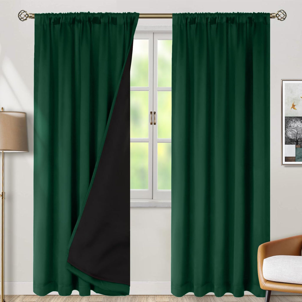 BGment 100% Thermal Insulated Blackout Curtains 90 Inches Long with Liner, Rod Pocket and Back Tab Double Layer Noise Reduce Room…