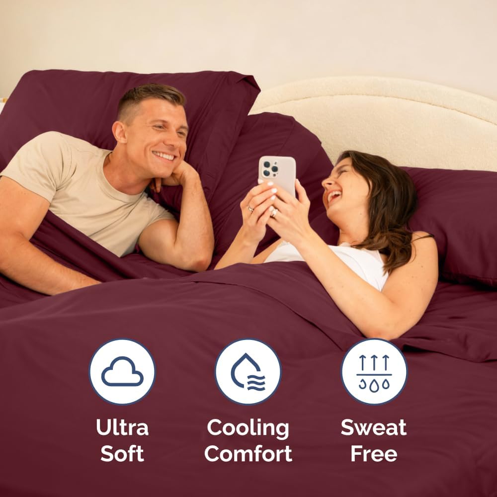Flex Top Split Head King 4 Piece Sheet Set - Soft, Breathable & Cooling Bed Sheets Set - Hotel Luxury Bedding for Women & Men with Deep…