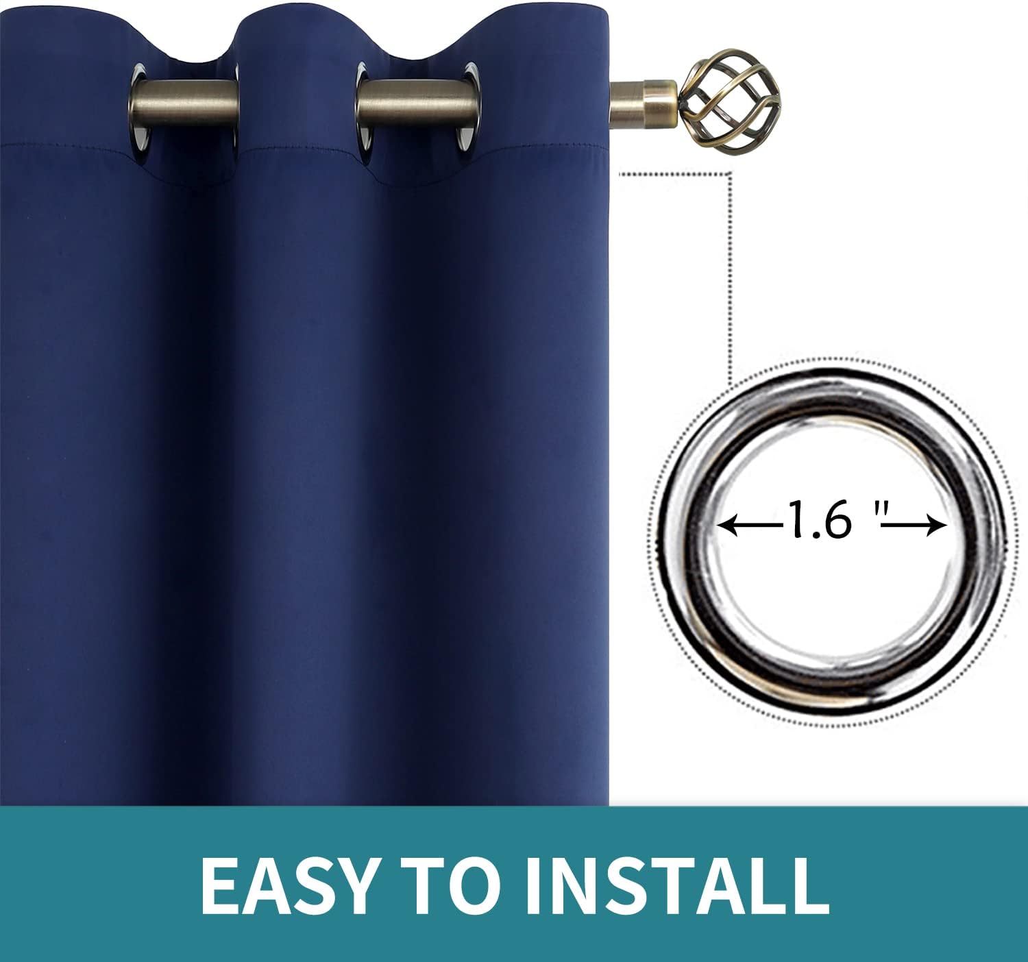 BGment Blackout Curtains for Bedroom 63 Inches Long - Navy Blue Room Darkening Thermal Insulated Sunlight Blocking Grommet Window Drapes fo…