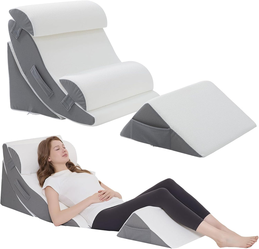 Ziixmile Wedge Pillow Set for After Surgery – 5PCS Orthopedic Bed Wedge Pillow Set for Sleeping, Body, Back and Leg Comfortable & Ad…