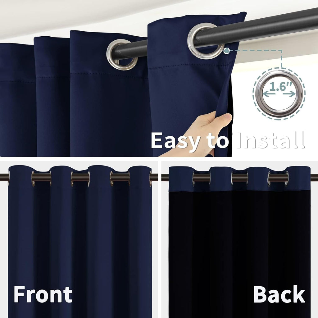 BGment Short 100% Blackout Curtains for Bedroom, Thermal Insulated Energy Efficiency Noise Reducing Grommet Curtains 54 Inch Length with Li…