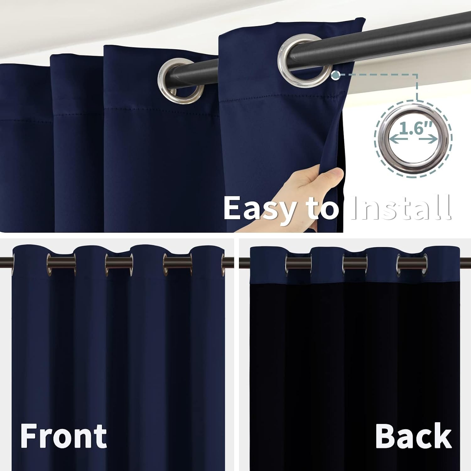 BGment Short 100% Blackout Curtains for Bedroom, Thermal Insulated Energy Efficiency Noise Reducing Grommet Curtains 54 Inch Length with Li…