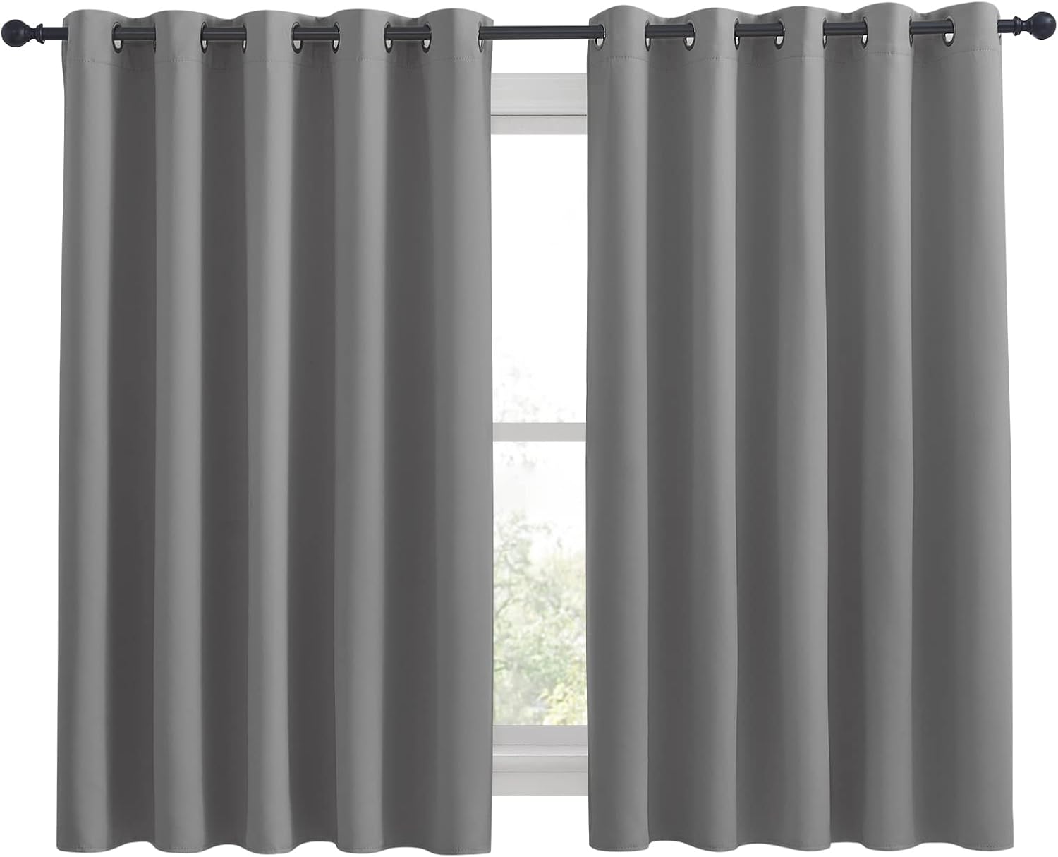 NICETOWN Silver Grey Blackout Curtain Panels for Bedroom, Thermal Insulated Grommet Top Blackout Draperies and Drapes for Basement (2…