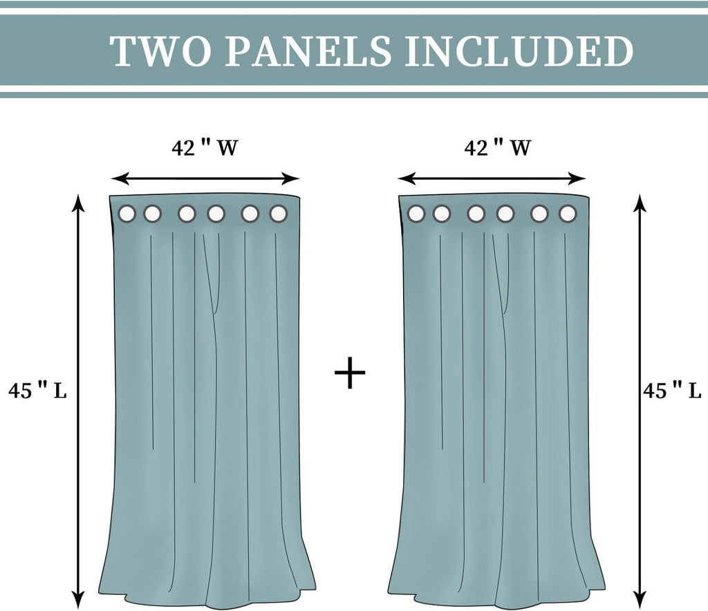 BGment Short 100% Blackout Curtains for Bedroom, Thermal Insulated Energy Efficiency Noise Reducing Grommet Curtains 45 Inch Length with Li…