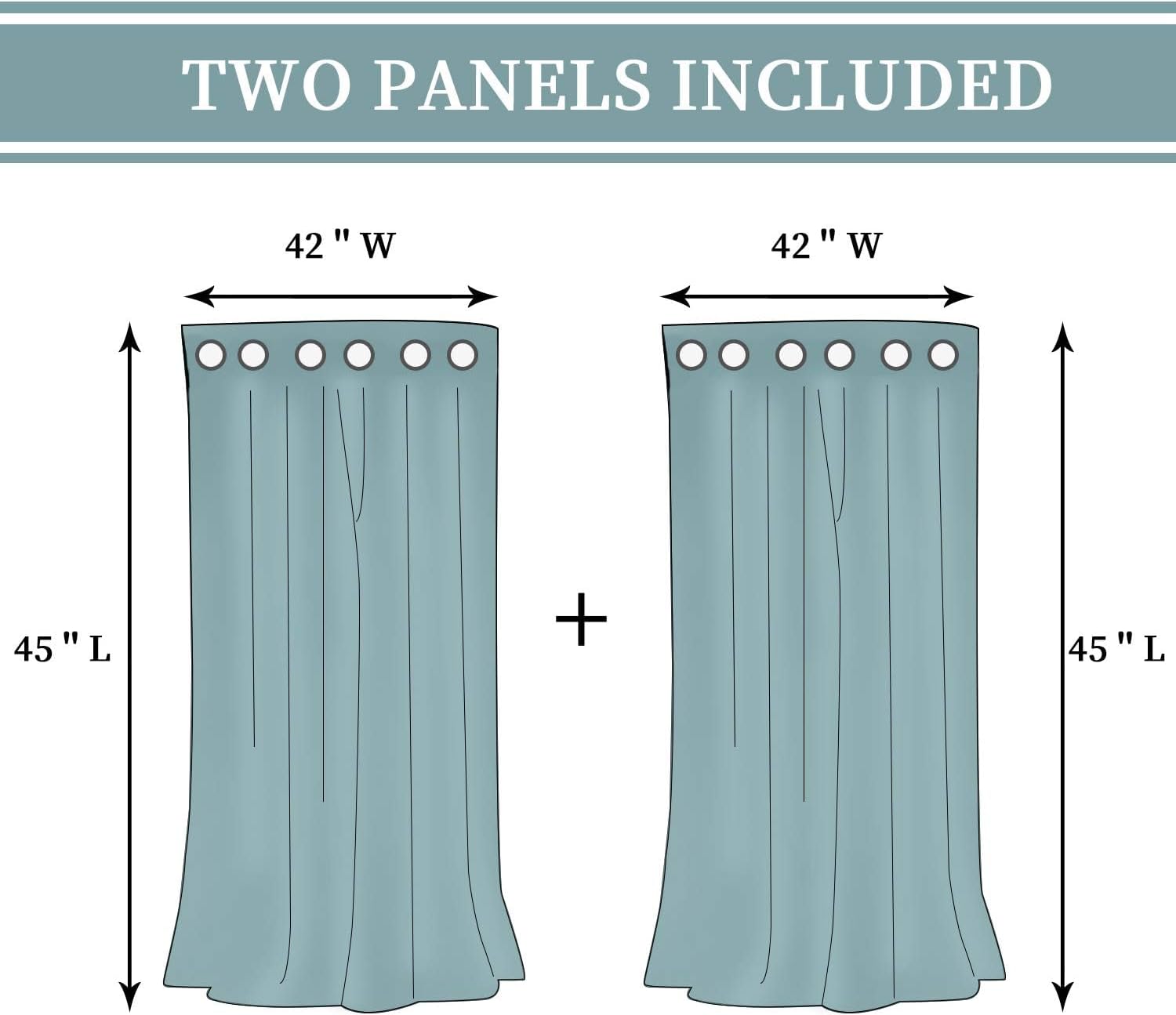 BGment Short 100% Blackout Curtains for Bedroom, Thermal Insulated Energy Efficiency Noise Reducing Grommet Curtains 45 Inch Length with Li…