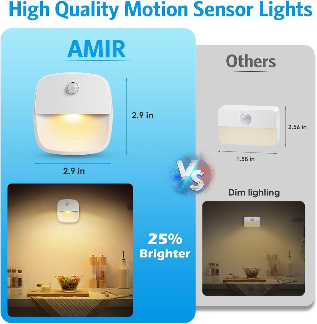 AMIR Motion Sensor Light Indoor, Upgraded Battery-Powered LED Night Light with PIR Technology for Bathroom, Kitchen, Stairs, Under…