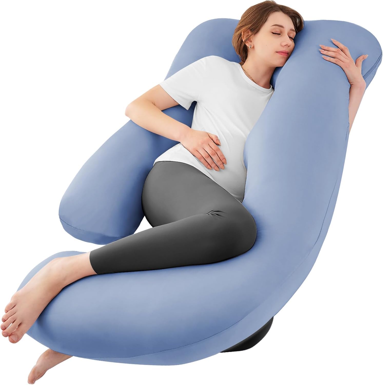 Sasttie Pregnancy Pillows for Sleeping, Jumbo U Shaped Cooling Full Body Pillow with Removable Cover, Pregnant Women Must Haves, Maternity…