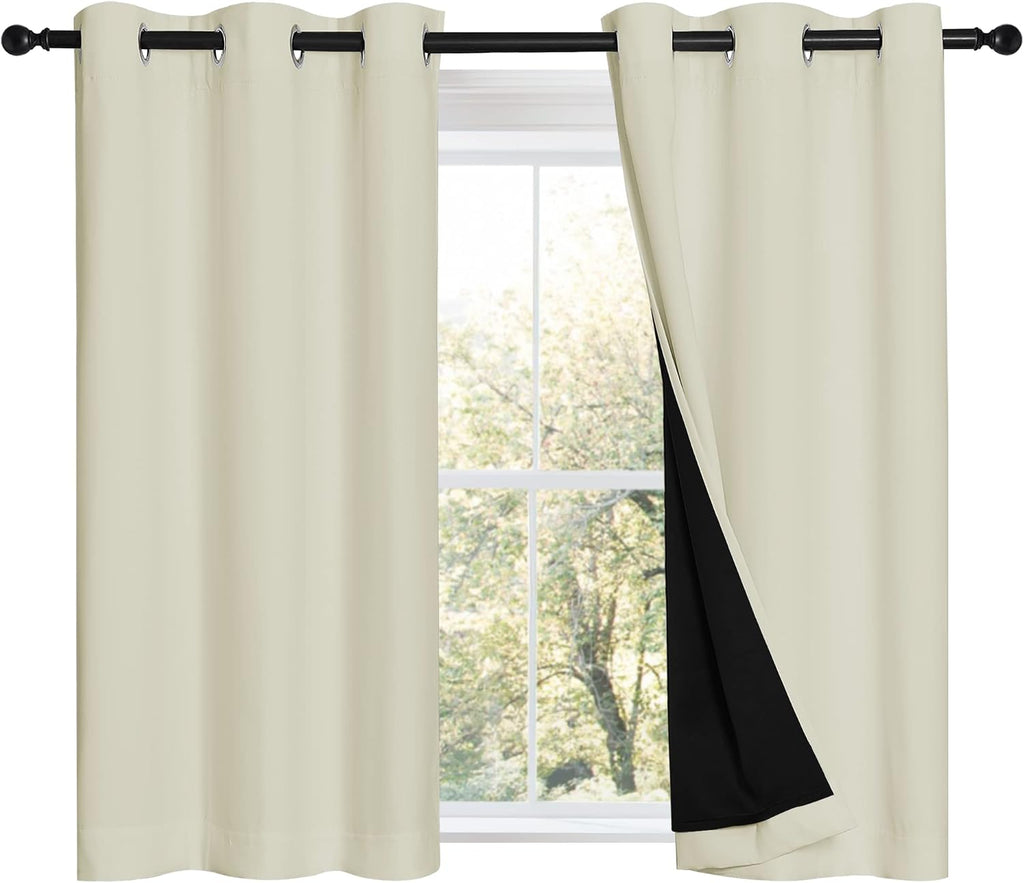 Nicetown Cold Reducing Curtains, Bedroom Full Blackout Panels, Super Thick Insulated Window Covers, Complete Blackout Draperies with Black…