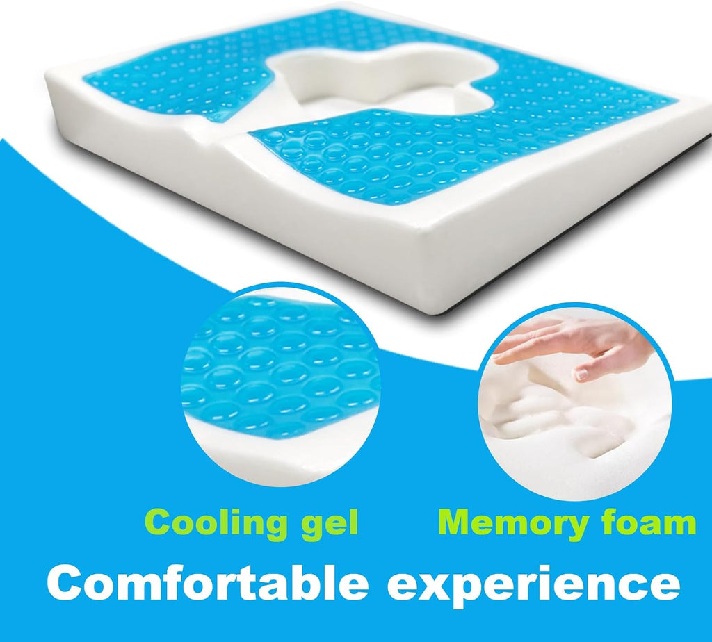 Rivquvi Gel Wheelchair Seat Cushion, Bed Sore Cushions for Butt, hemorrhoid pillow for Chair, Pressure Sore cushion, Memory Foam Butt Pi…