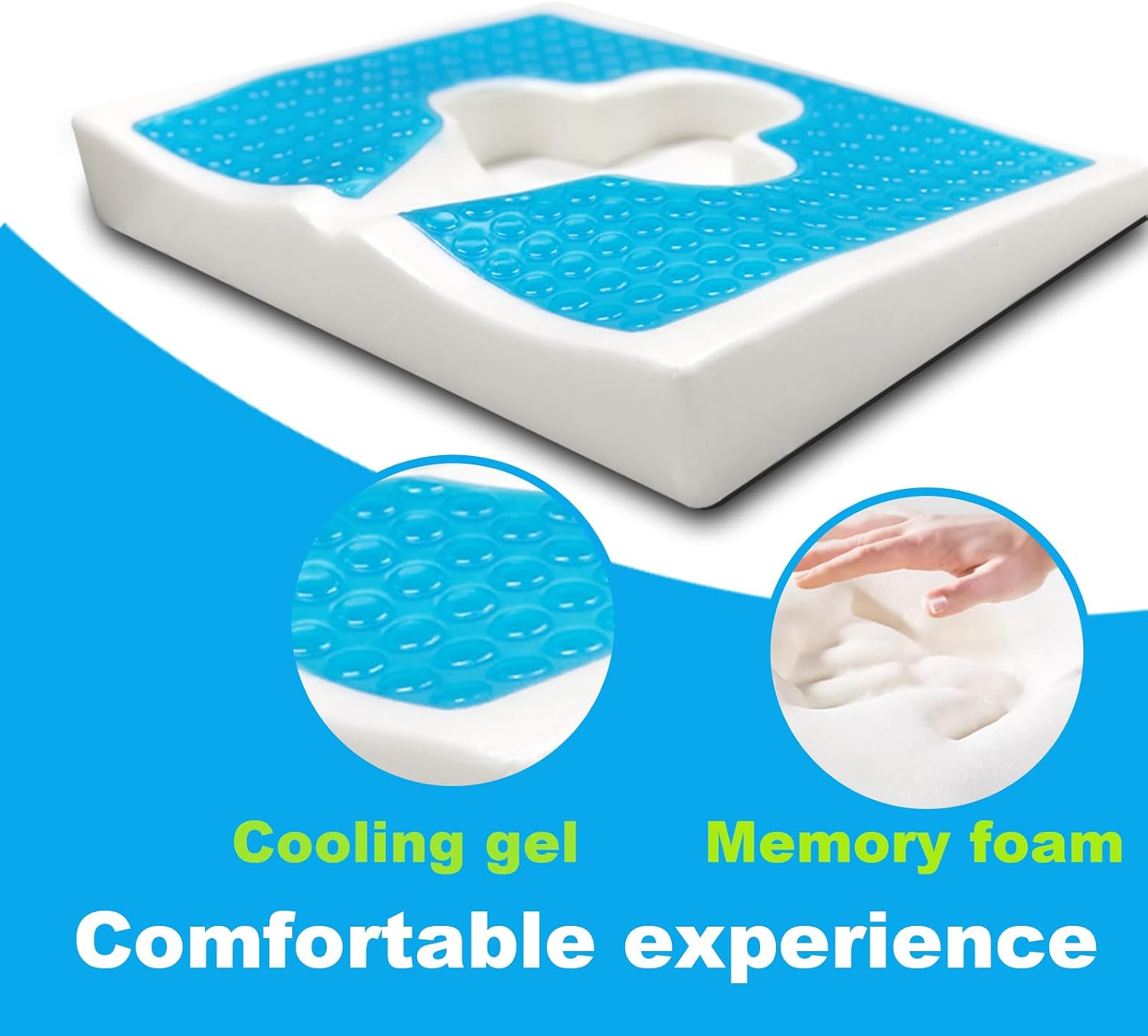 Rivquvi Gel Wheelchair Seat Cushion, Bed Sore Cushions for Butt, hemorrhoid pillow for Chair, Pressure Sore cushion, Memory Foam Butt Pi…