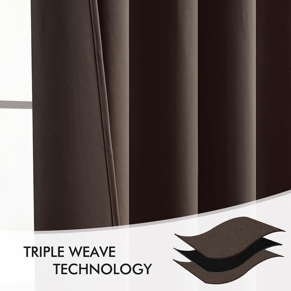 Miulee Chocolate Brown Back Tab Blackout Curtains 108 Inch Long 2 Panels Set for Bedroom, Rod Pocket/Pinch Pleat Extra Long Thermal Insulat…