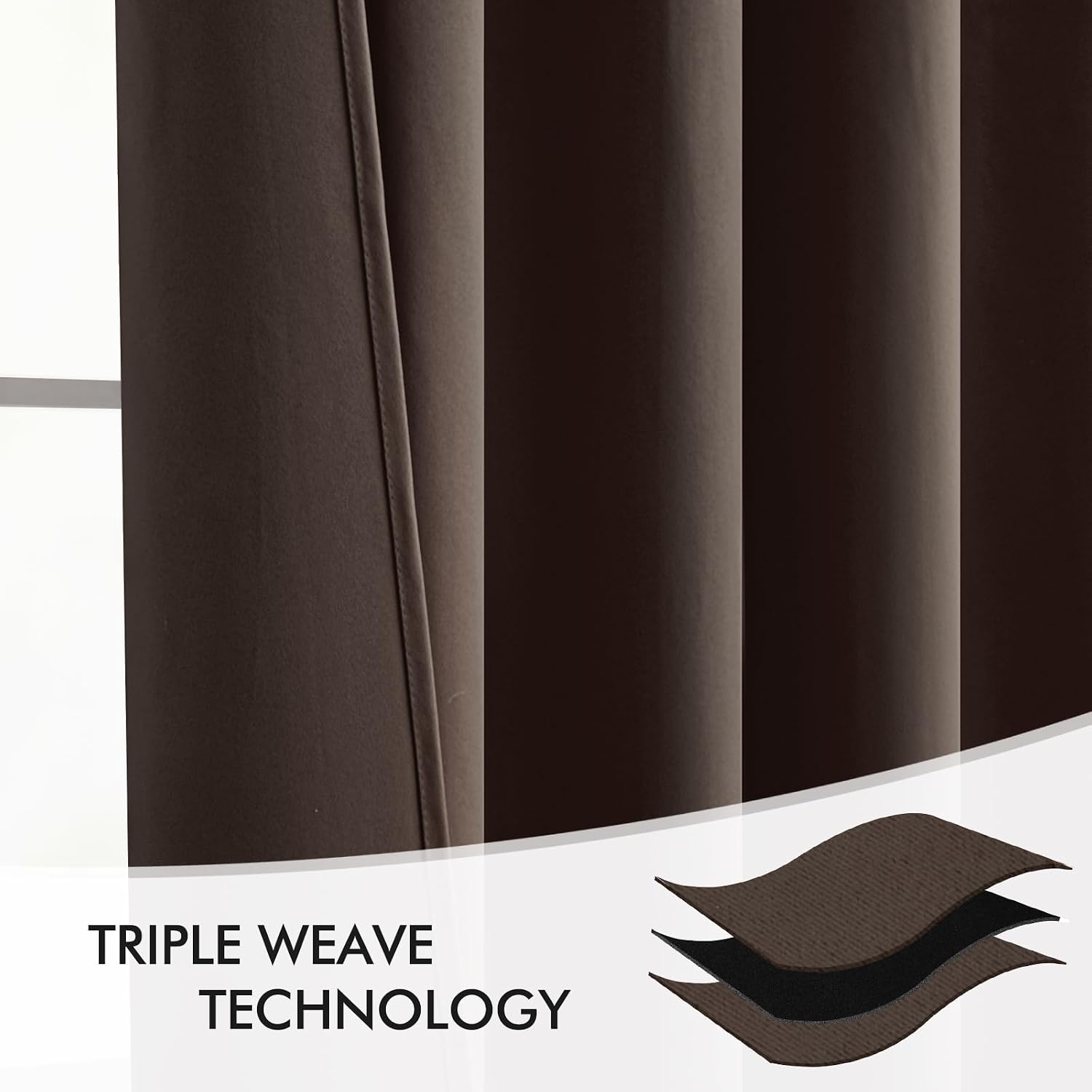 Miulee Chocolate Brown Back Tab Blackout Curtain 96 Inch Long 2 Panels Set for Bedroom, Rod Pocket/Pinch Pleat Thermal Insulated Living Roo…