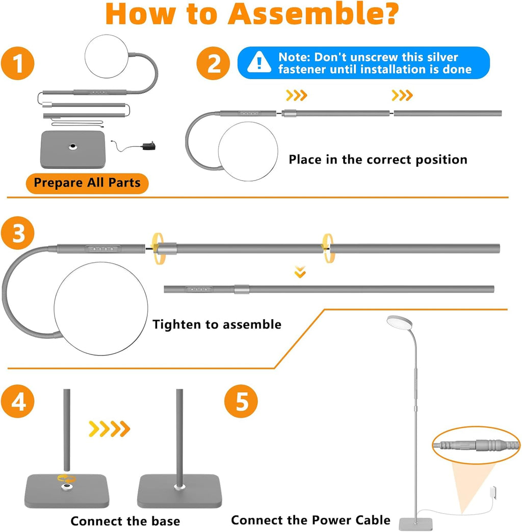 Pacovy Floor Lamp, Adjustable Height Floor Lamps for Living Room Bedroom, 120 LED Super Bright Standing Lamp Remote Control Dimmable Goosen…