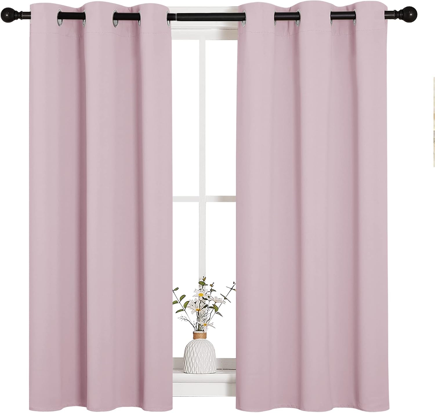 NICETOWN Room Darkening Curtain Panels for Girls Room, Nursery Essential Thermal Insulated Grommet Drapes for Small Window (Baby Pink, 2…