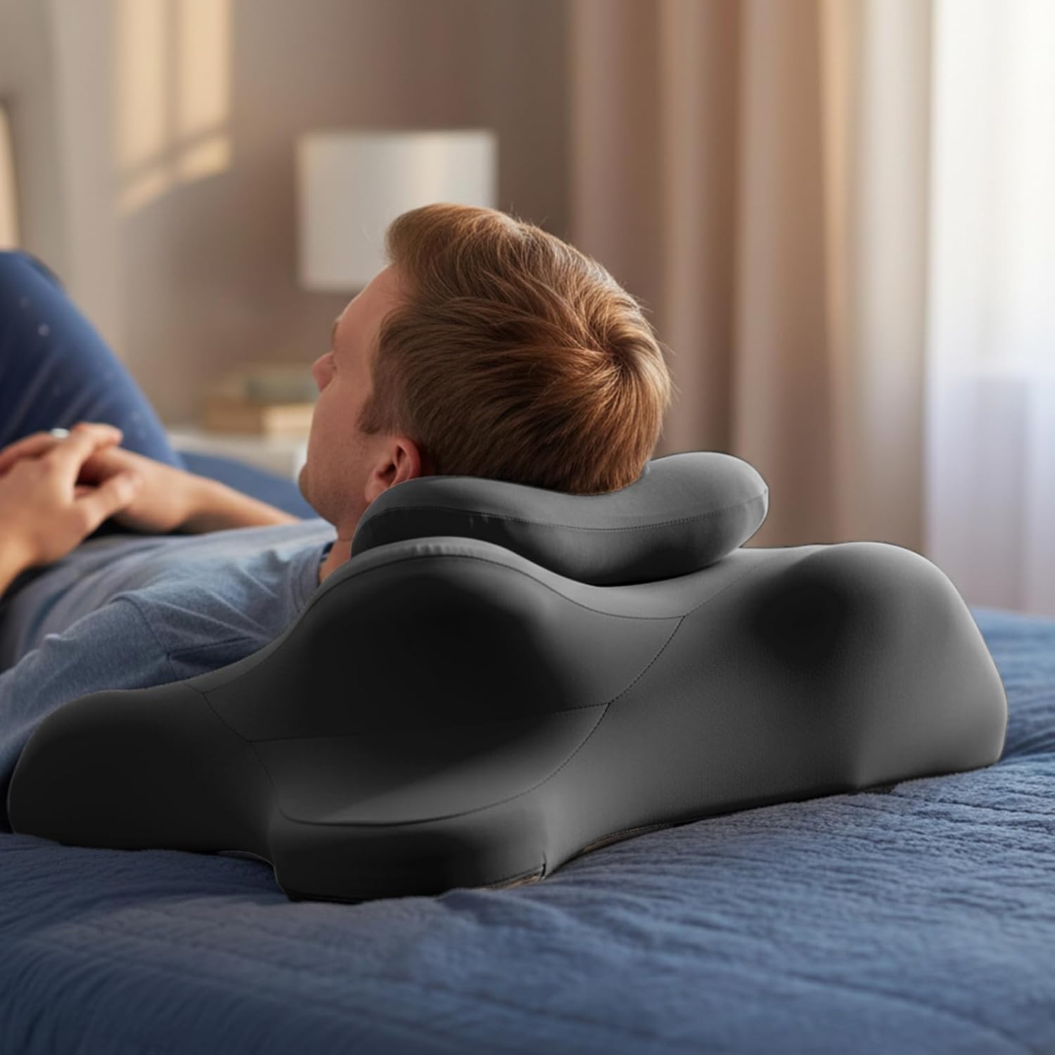 Reading Pillow for Watching tv and Reading in Bed, Ergonomic Wedge Pillow Prone Position with Support More Comfortable (Black, One Size)