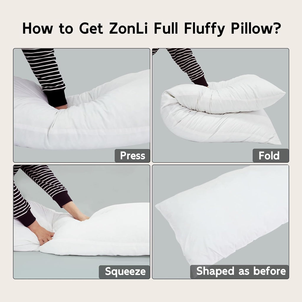 Zonli Fluffy Body Pillow, Full Body Pillows for Adults, Long Pillow for Sleeping with Removable Cover and Adjustable Filling for Side Sleep…