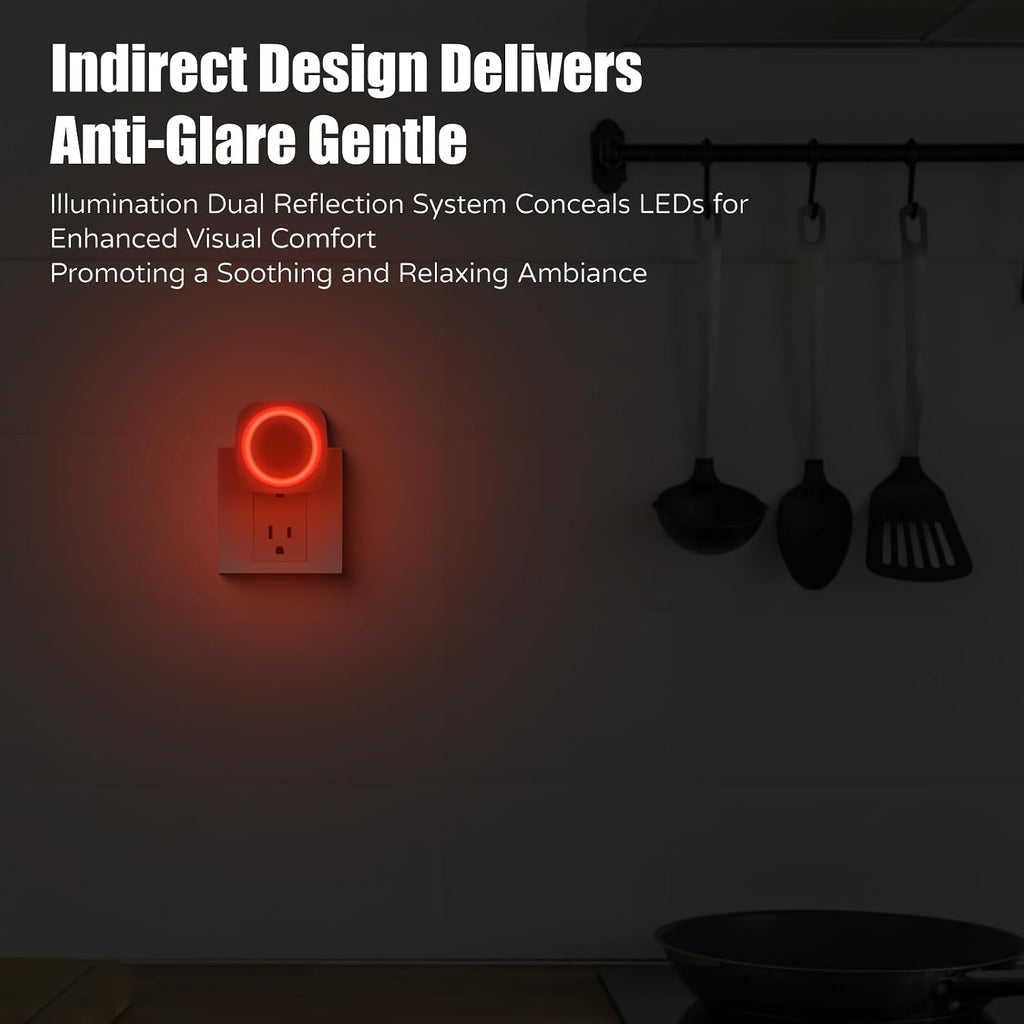 Red Night Lights Plug in to Wall,4 Packs Dimmable Night Light with Auto Dusk to Dawn Sensor, Soft Glow Night Light for Bathroom…