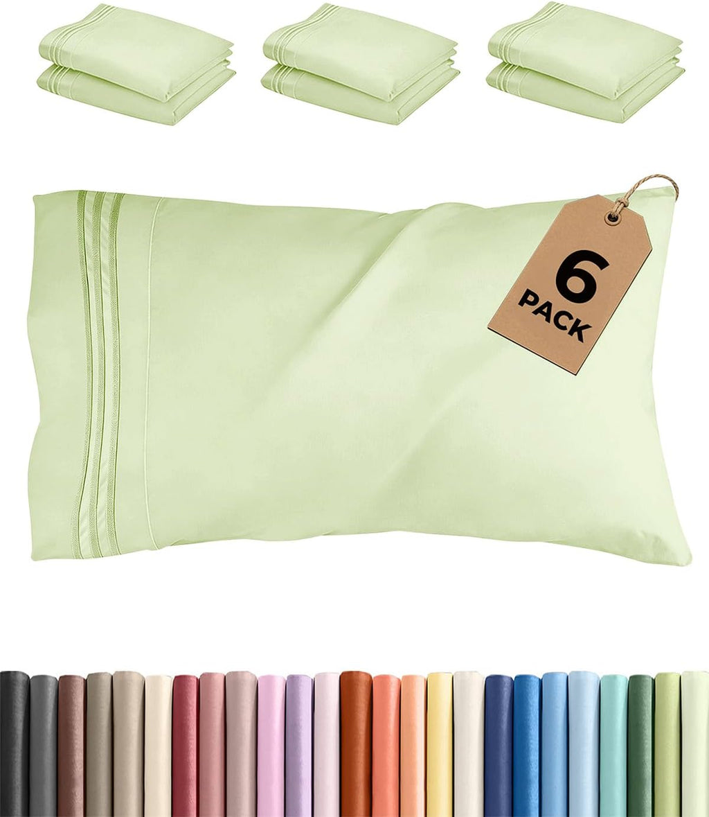 King Standard Pillow Cases Set of 6 - Ultra Soft Hotel Quality Pillowcase Covers - Comfy & Wrinkle Free - Shrink & Fade Resistant…