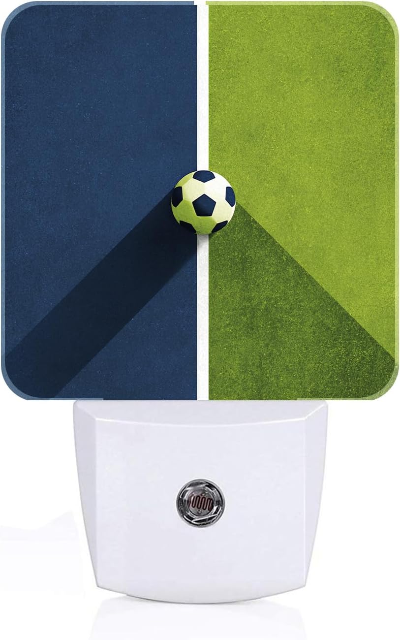 Soccer Ball Field Night Light, Plug Into Wall Decor for Stairway, Hallway, Kitchen, Dusk to Dawn Sensor Nightlights for Boys/Girls/Women/Men…