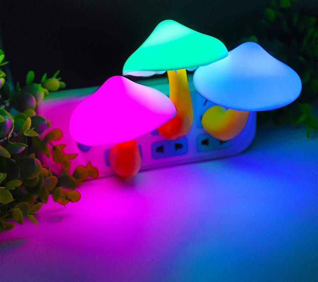 AUSAYE 3 Pack Sensor LED Night Light Plug in Lamp 7 Color Changing Mushroom Light Cute Night Lights for Adults Kids NightLight…