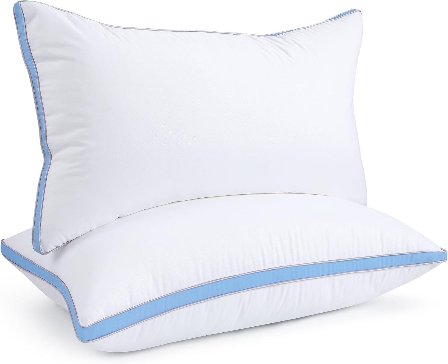 viewstar Bed Pillows King Sizes Set of 2, Hotel Quality Cooling Down Alternative Gusseted Pillows for Side, Back, or Stomach Sleepers, Blue