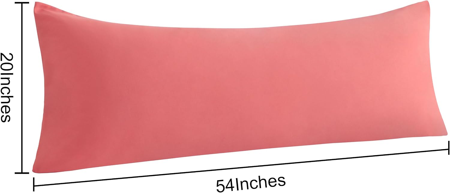 Ntbay 2 Pack Body Pillowcases, Coral Pink, Microfiber, 20x54 Inches, Soft, Wrinkle, Fade Resistant, Envelope Closure 2 Pack Pink