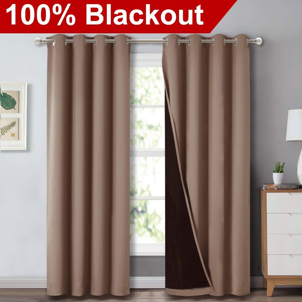 Nicetown Cold Blocking Curtains, 100% Blackout Curtains Thermal, Noise Reduction and Privacy Curtains for Patio Door, Black Lined Blackout…