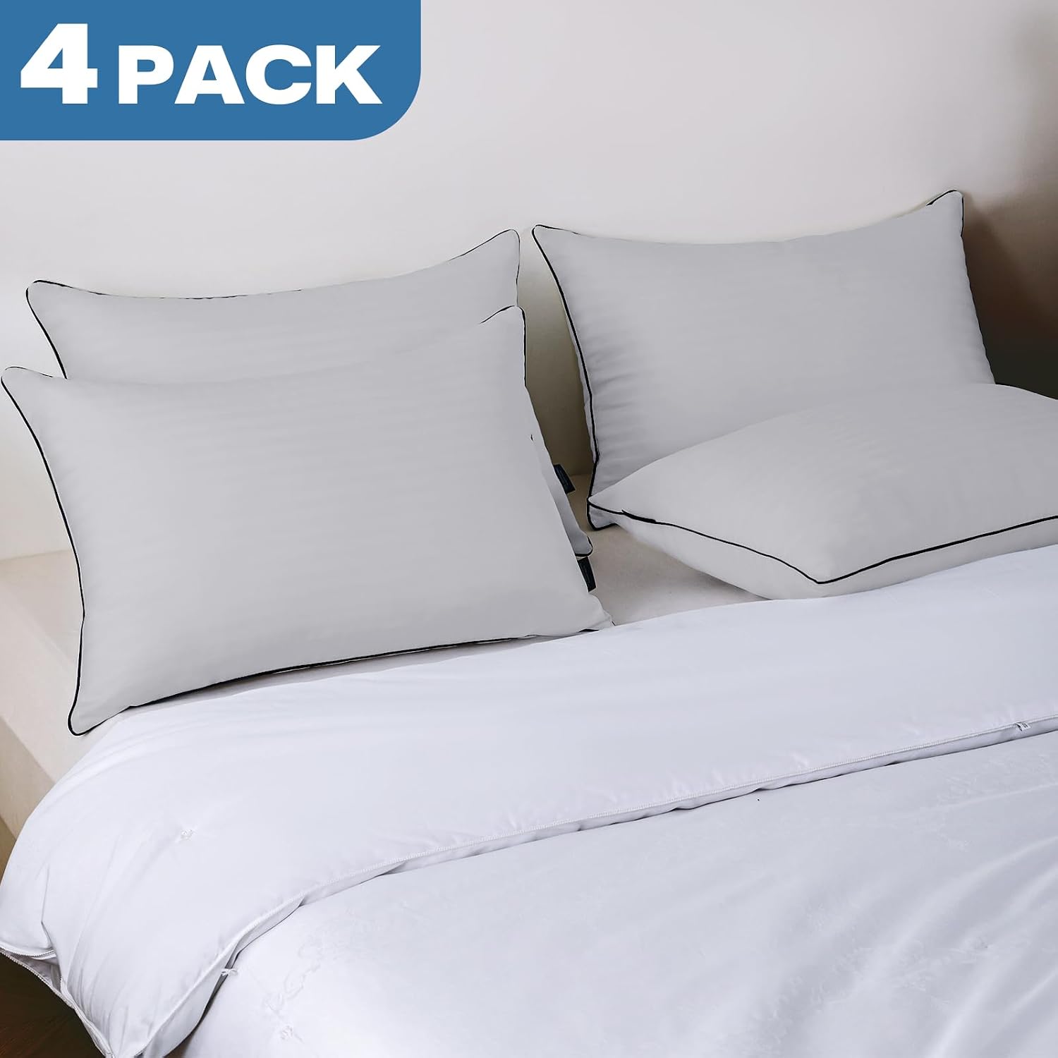 GOHOME Pillows Standard Size Set of 4 - Bed Pillows for Sleeping 4 Pack, Cooling Supportive Hotel Pillows with Premium Soft Down…
