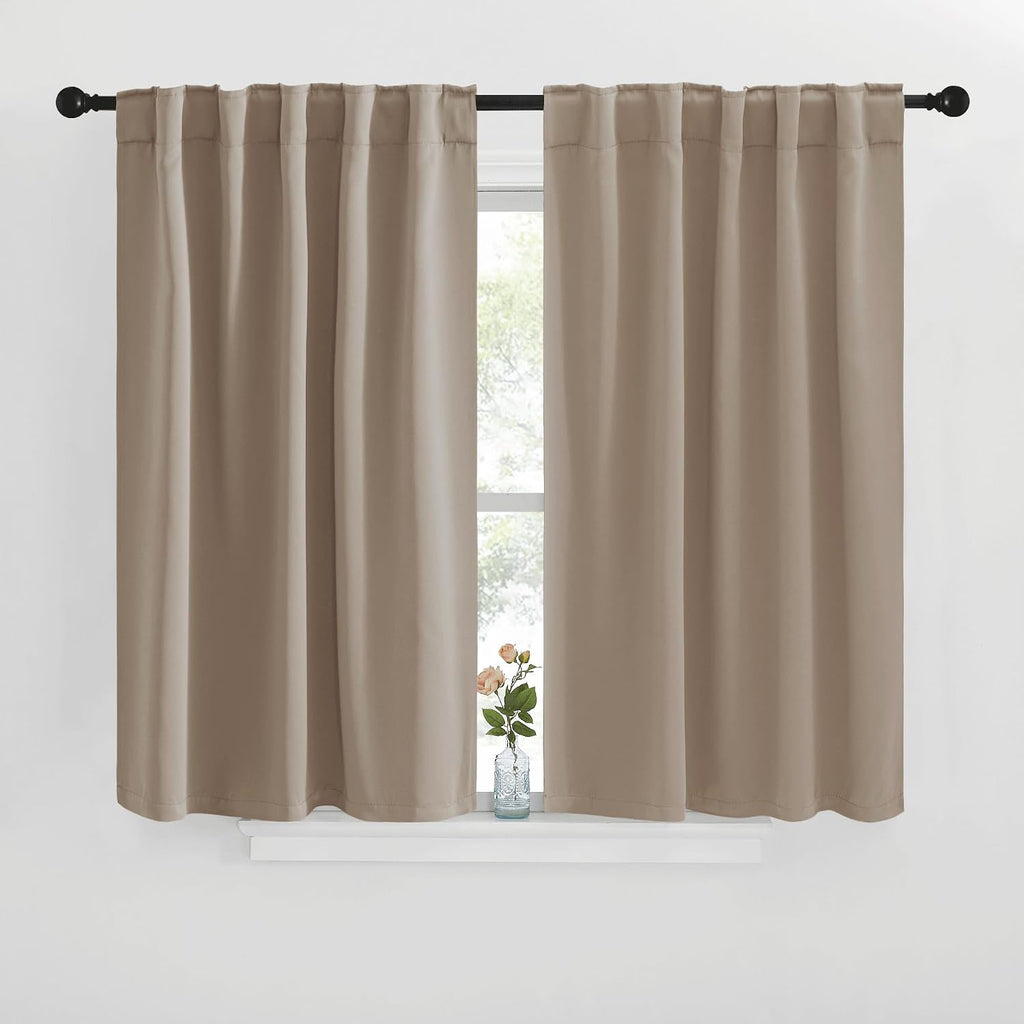 NICETOWN Window Treatment Blackout Curtains and Draperies - (Taupe Color) 42x40 inch, 2 Panels, Room Darkening Blackout Panel Drapes for…