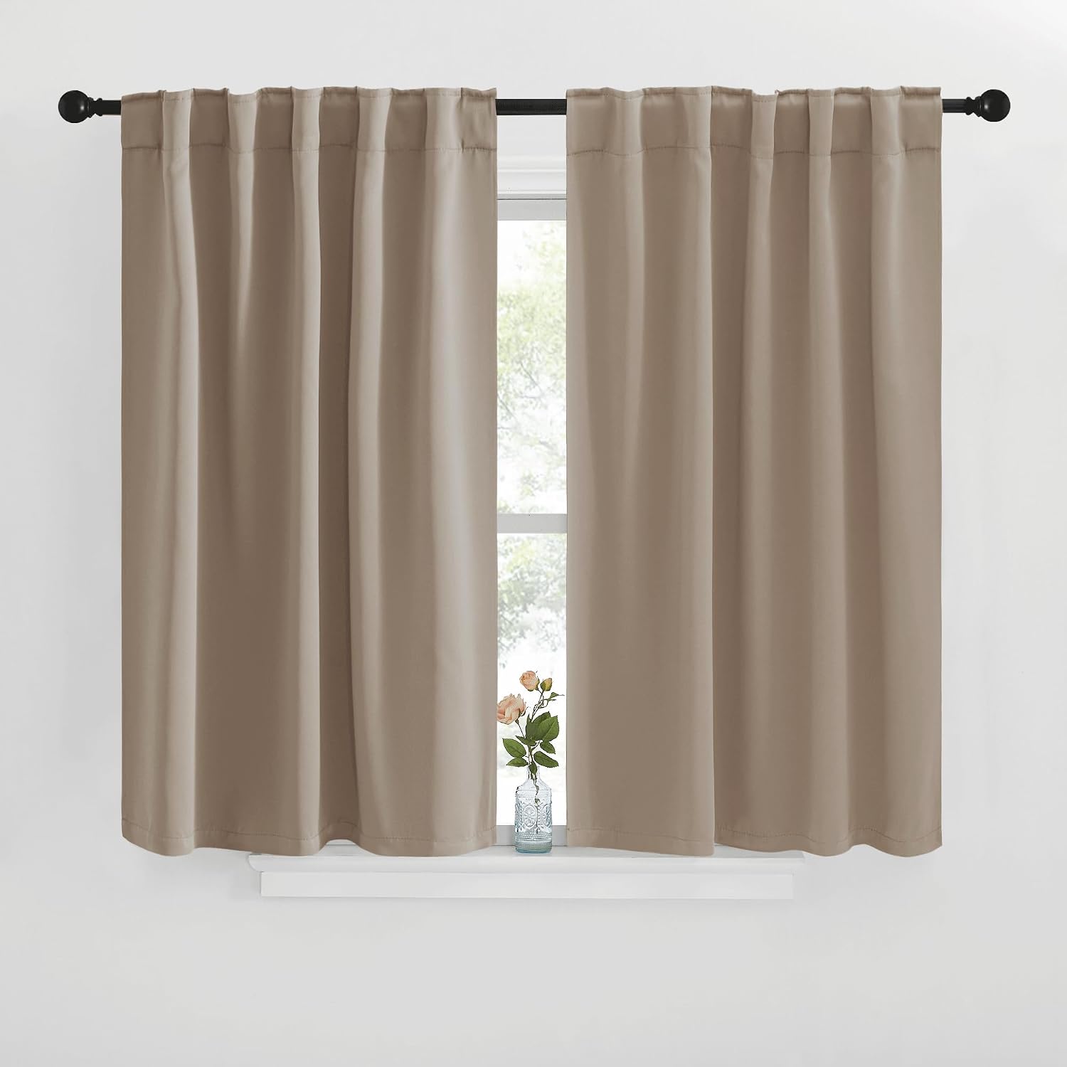 NICETOWN Window Treatment Blackout Curtains and Draperies - (Taupe Color) 42x40 inch, 2 Panels, Room Darkening Blackout Panel Drapes for…