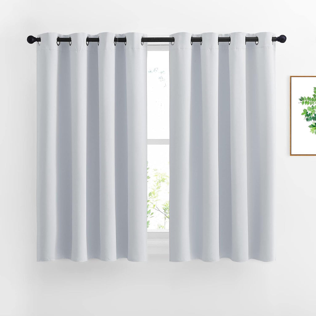 Nicetown Greyish White Room Darkening Curtains - Window Treatment Thermal Insulated Grommet Panels/Drapes for Bedroom (2 Panels, 52 by 54)…