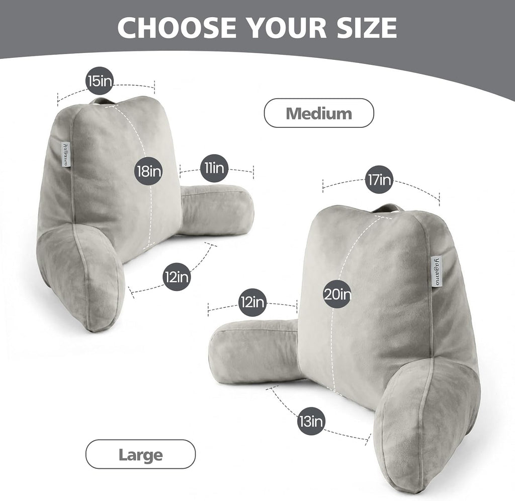 Reading Pillow for Bed Sitting Up, Adults and Teens Backrest with Arms, Velvet Back Support Pillow for Sitting on Sofa, Couch with…