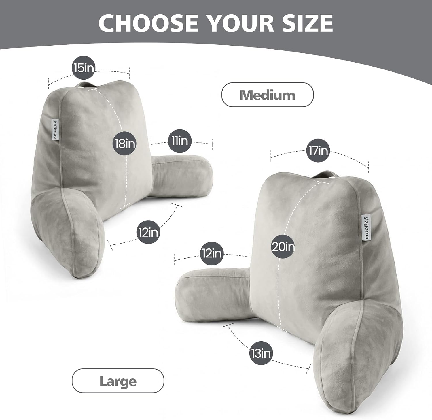 Reading Pillow for Bed Sitting Up, Adults and Teens Backrest with Arms, Velvet Back Support Pillow for Sitting on Sofa, Couch with…