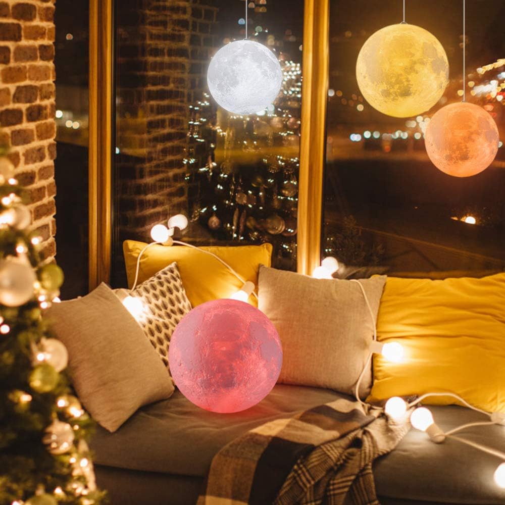 LOGROTATE Moon Lamp 16 Colors, Dimmable, Rechargeable Lunar Night Light (5.9 inch) Full Set with Wooden Stand, Remote & Touch Control…
