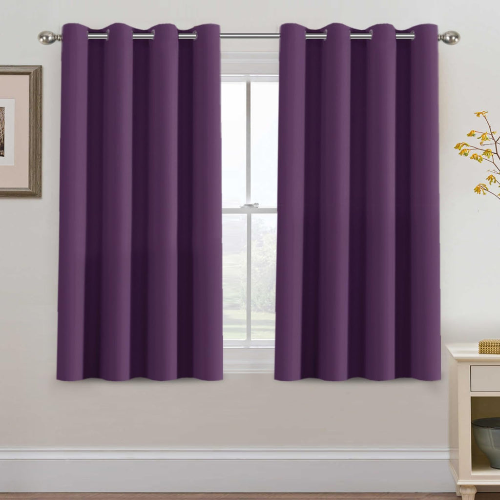 H.VERSAILTEX Blackout Curtain for Living Room Small Window Kitchen Blackout Curtains 45 inch Length Energy Saving Solid Grommet…