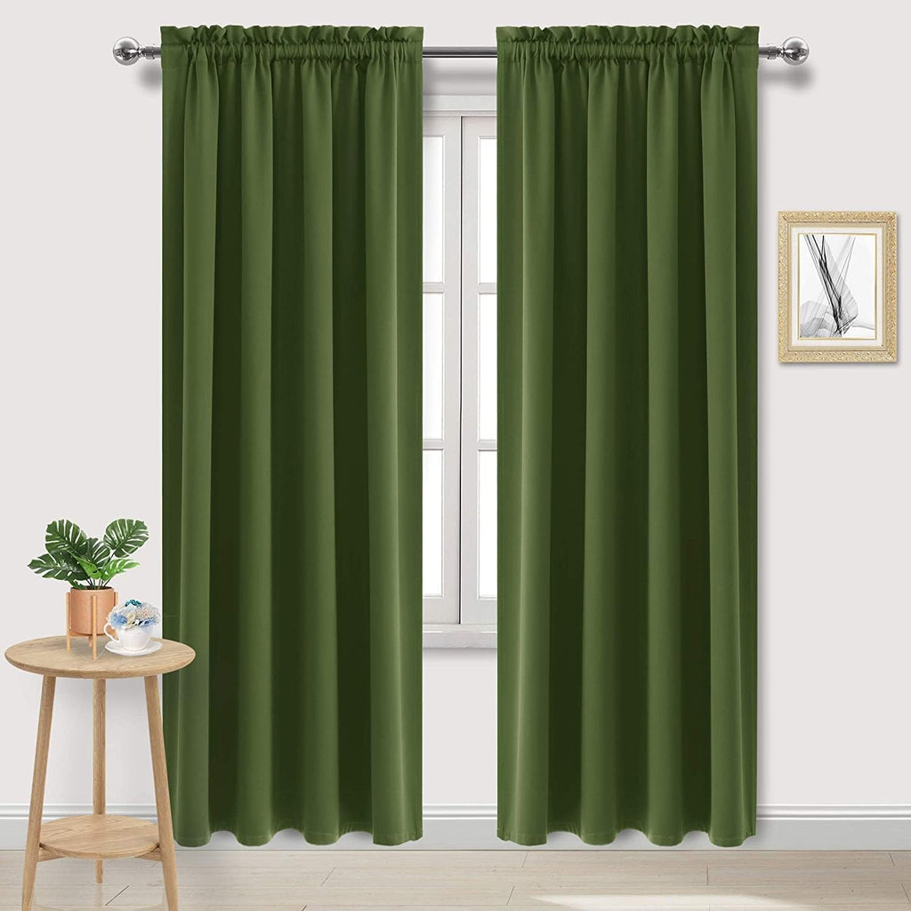 Dwcn Blackout Curtains Room Darkening Thermal Insulated Bedroom Curtains Window Curtain Panels, 42 x 84 inches Long, Set of 2 Olive Green R…