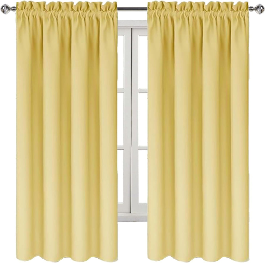 Dwcn Blackout Curtains for Bedroom – Rod Pocket Thermal Insulated Noise Reducing Noise Reducing Drapes for Living Room, W 42 x L 63 Inch, 2…