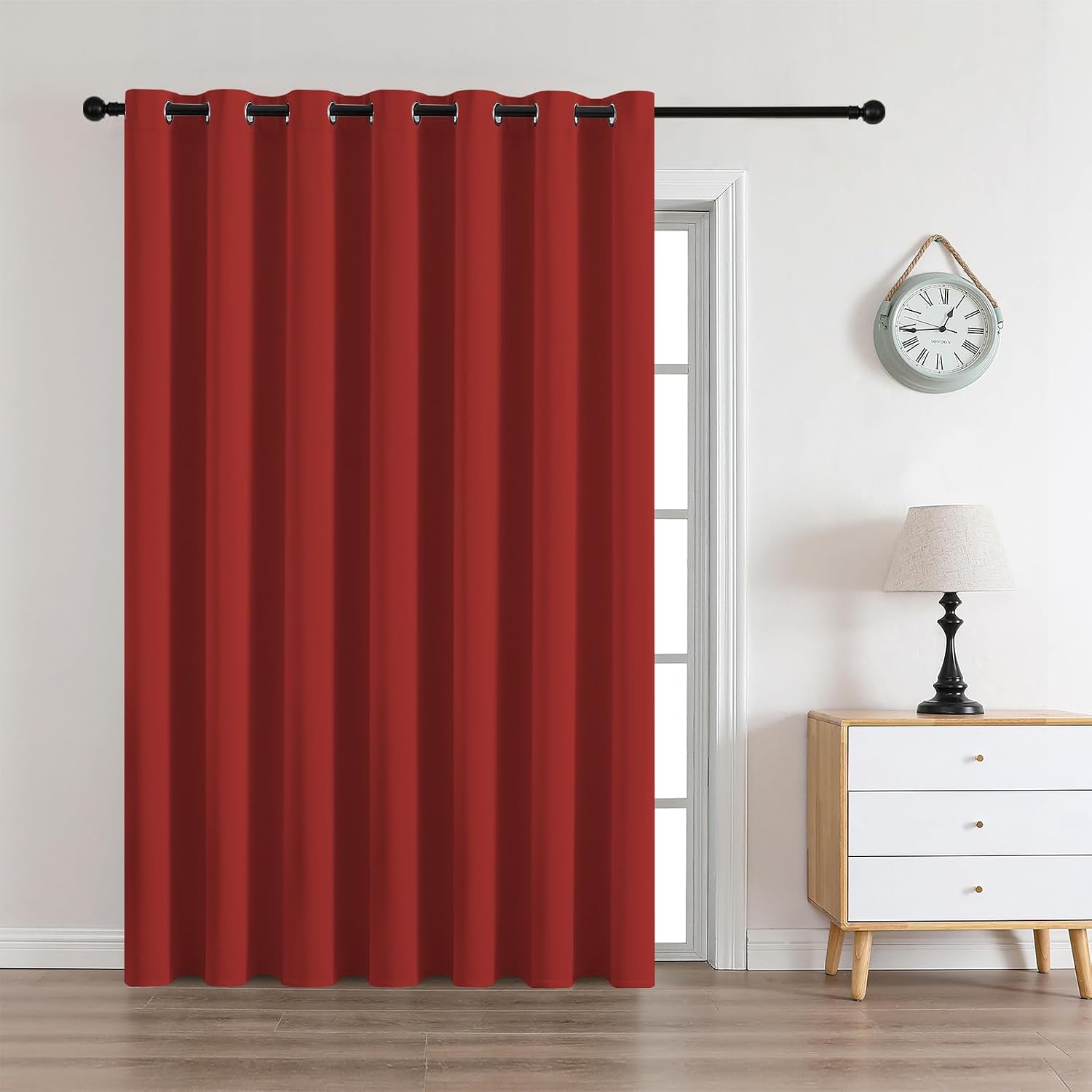 CUCRAF Custom Red Blackout Curtains 1 Panel Set, Thermal Insulated Grommet Room Darkening Curtain for Living Room Bedroom, Light Blocking…