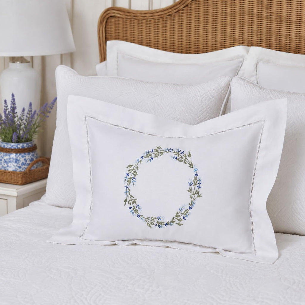 Jacaranda Living Embroidered Boudoir Pillow Cover – Handcrafted Embroidery, Fine Italian Cotton, Decorative Pillow Accent for Bedroom &…